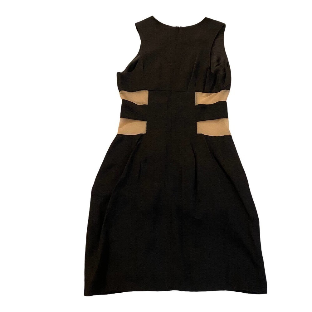 Nomia Dress Size 2 Black Silk Cutout with Mesh Tan Panels Short Sheath - Picture 7 of 12